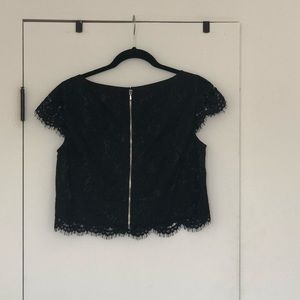 Black Scalloped/Cap Sleeves Top
